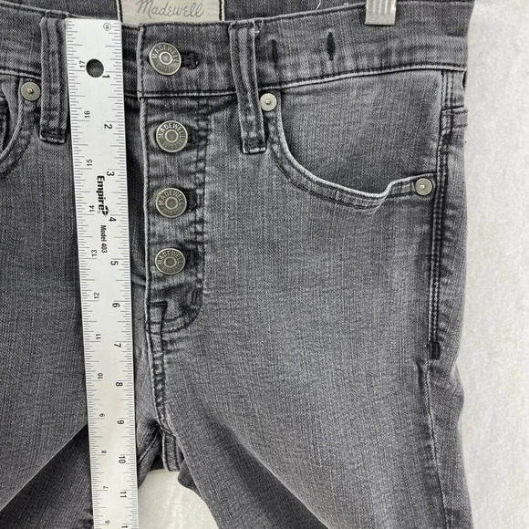 Madewell Jeans Womens 26 Black Wash High Rise Slim Skinny Raw Hem Button Denim - Picture 5 of 11